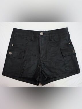 Fashion Nova PU black cargo shorts